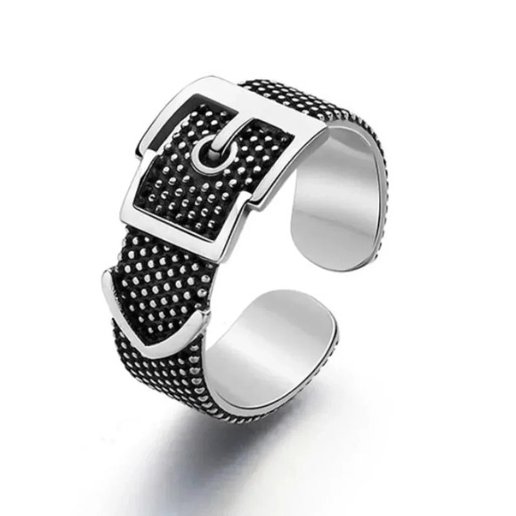 Minimalist 925 Sterling Silver Belt Buckle Ring - Picture 2 of 4